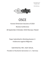 Statement by Mrs. Aylin Selcuk, President of DeuKische Generation e.V. Germany