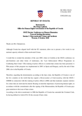 Statement by Ms Visnja Ljubicic, Office for Human Rights Government of the Republic of Croatia
