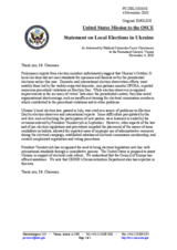 Statement by the Delegation of the United States on the local elections in Ukraine, held on 31 October 2010