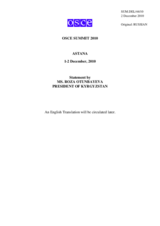 Statement by H.E. Ms. Roza Otunbayeva, President, Kyrgyzstan