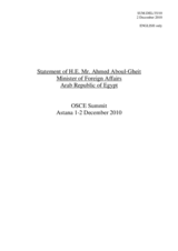 Statement by H.E. Mr. Aboul Gheit, Minister of Foreign Affairs, Egypt