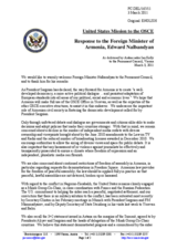 Statement by the United States Mission to the OSCE in response to the Foreign Minister of Armenia, Edward Nalbandyan as delivered by Ambassador Ian Kelly