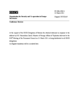 Выступление Постоянного представителя Республики Беларусь при ОБСЕ А.Сычёва - В ответ на выступление Министра иностранных дел Таджикистана