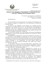 Statement of the Delegation of the Republic of Uzbekistan in response to the Statement of United States Mission  on the freedom of  religion in the OSCE