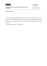 Выступление делегации Республики Узбекистан - В ответ на выступление Министра иностранных дел Республики Таджикистан Х.Зарифи