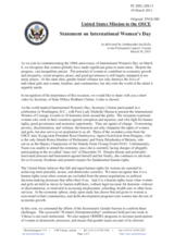 Statement by the United States Mission to the OSCE on International Women’s Day