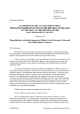 Statement by the Delegation Belarus on the recent developments regarding Belarus