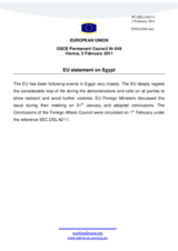 Statement by the Hungarian Presidency of the Council of the European Union on the situation in Egypt