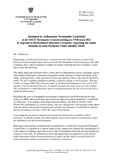 Statement by the Delegation of Poland on the freedom of the media in the Member States of the European Union