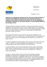 Statement by the Delegation of Lithuania on the freedom of the media in the Member States of the European Union