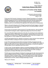 Statement by the Delegation of the United States on the freedom of the media in Armenia