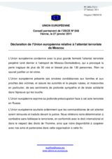 Déclaration de l’Union européenne relative à l’attentat terroriste de Moscou