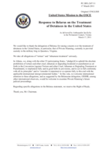 Statement by the United States Mission to the OSCE in response to Belarus on the Treatment of Detainees in the United States