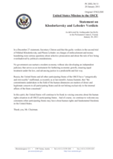 Statement by the Delegation of the United States on the case of Mr. M. Khodorkovskii and Mr. P. Lebedev in the Russian Federation