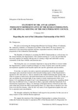 Statement by the Delegation of the Russian Federation in response to the address by the Chairperson-In-Office of the OSCE, Minister for Foreign Affairs of Lithuania, H.E. Audronius Ažubalis