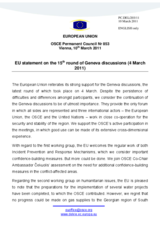 Statement by the Hungarian Presidency of the Council of the European Union on the 15th round of Geneva discussions (4 March 2011)