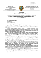 Statement by the Delegation of Kazakhstan in response to the address by the Chairperson-In-Office of the OSCE, Minister for Foreign Affairs of Lithuania, H.E. Audronius Ažubalis