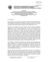 Statement by the Delegation of Armenia in response to the address by the Chairperson-In-Office of the OSCE, Minister for Foreign Affairs of Lithuania, H.E. Audronius Ažubalis
