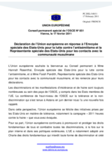 Déclaration de l’Union européenne en réponse à l’Envoyée spéciale des Etats-Unis pour la lutte contre l’antisémitisme et la Représentante spéciale des Etats-Unis pour les contacts avec la communauté musulmane