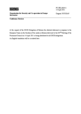 Выступление Постоянного представителя Республики Беларусь при ОБСЕ А.Сычёва - В ответ на выступление ЕС по Беларуси