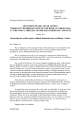 Statement by the Delegation of the Russian Federation in response to statements by the Delegation of the United States and by the Hungarian Presidency of the Council of the EU on the cases of Mr. M. Khodorkovskii and Mr. P. Lebedev