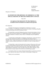 Statement by the Delegation of Uzbekistan in response to the address by the President of Kyrgyzstan, H.E. Roza Otunbayeva