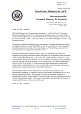 Statement by the Delegation of the United States on the recent amnesty in Armenia