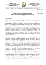 Statement by the Delegation of Azerbaijan on the Joint statement by the Presidents of the countries of the Co-Chairmen of the OSCE Minsk Group at the G-8 Summit (SEC.PR/179/11)