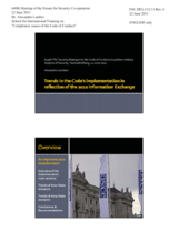 Presentation by Dr. Alexandre Lambert, School for International Training, on compliance issues of the Code of Conduct