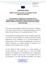 Statement by the Hungarian Presidency of the Council of the European Union in response to the presentations by Dr. Wolfgang Zellner, Head of the CORE and Dr. Alexandre Lambert, School for International Training, on compliance issues of the Code of Conduct