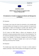 Statement by the Hungarian Presidency of the Council of the European Union  on the transfer of armaments to Armenia