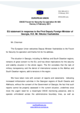 Statement by the Hungarian Presidency of the Council of the European Union in response to the address by H.E. Mr. Nikoloz Vashakidze, First Deputy Minister, Ministry of Foreign Affairs of Georgia