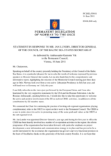Statement by the Delegation of Norway in response to the address by Mr. Jan Lundin, Director General of the Council of the Baltic Sea States