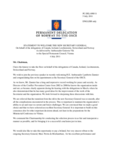 Welcoming statement by the Delegation of Norway, also on behalf of Canada, Iceland, Liechtenstein, for the newly appointed Secretary General of the OSCE, Ambassador Lamberto Zannier