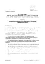 Statement by the Delegation of Uzbekistan in response to the statements by the Hungarian Presidency of the Council of the European Union and by the Delegation of the United States on the closure of the Human Rights Watch office in Tashkent