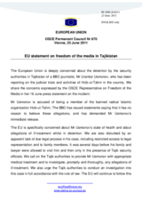 Statement by the Hungarian Presidency of the Council of the European Union  on the freedom of the media in Tajikistan