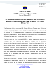 Statement by the Hungarian Presidency of the Council of the European Union in response to the address by the Tánaiste (Deputy Prime Minister) and Minister for Foreign Affairs and Trade of Ireland, H.E. Eamon Gilmore