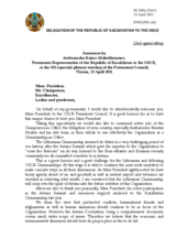 Statement by the Delegation of Kazakhstan in response to the address by the President of the Republic of Lithuania, H.E. Dalia Grybauskaitė