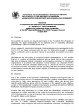 Statement by the Delegation of Armenia in response to the address by the President of the Republic of Lithuania, H.E. Dalia Grybauskaitė 