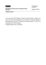 Выступление Постоянного представителя Республики Беларусь при ОБСЕ А.Сычёва - По отчету Спецпредставителя и Координатора ОБСЕ по борьбе с торговлей людьми М.Г.Джаммаринаро