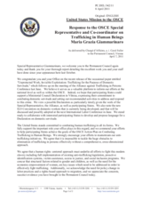 Statement by the Delegation of the United States in response to the report by the Special Representative and Co-ordinator for Combating Trafficking in Human Beings, Dr. Maria Grazia Giammarinaro