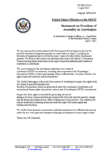 Statement by the Delegation of the United States on the fundamental freedoms in Azerbaijan