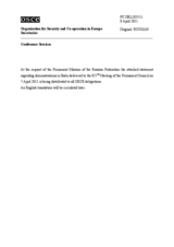 Выступление заместителя Постоянного Представителя Российской Федерации на заседании Постоянного совета ОБСЕ О.Н.Бурмистрова - В связи с демонстрациями в Баку