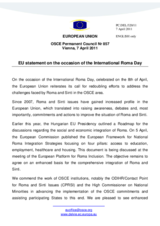 Statement by the Hungarian Presidency of the Council of the European Union on the International Roma Day, 8 April 2011