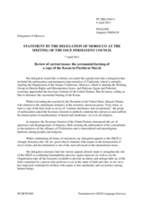 Statement by the Delegation of Morocco on the recent burning of a copy of the Koran in the United States of America