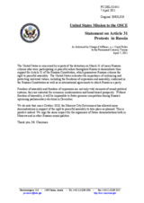 Statement by the Delegation of the United States on the Article 31 demonstrations in the Russian Federation