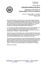Statement by the Delegation of the United States on the status of the non-governmental organization Human Rights Watch in Uzbekistan