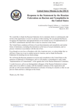 Statement by the Delegation of the United States in response to the statement by the Delegation of the Russian Federation on the racism and xenophobia in the United States of America