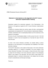 Statement by the Delegation of Switzerland on the Decision on the Agenda for the 2011 Human Dimension Implementation Meeting