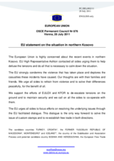 Statement by the Polish Presidency of the Council of the European Union on the events provoked by Kosovo police special units at the crossing points in Northern Kosovo